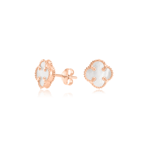 Золотые серьги "Белый клевер"