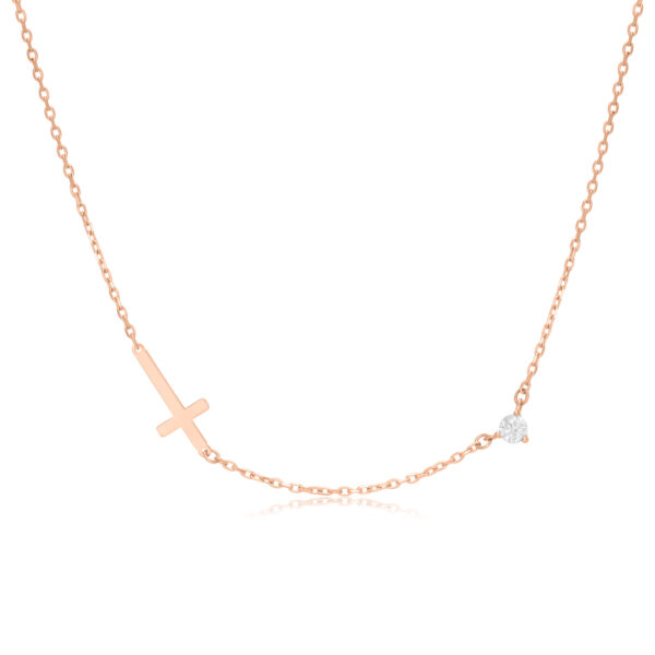 Złoty łańcuszek z zawieszką "Krzyż i oko"