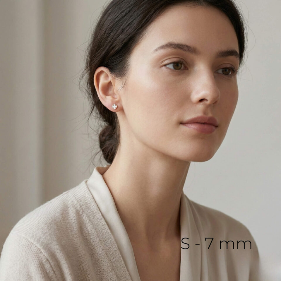 Золотые серьги „Белый клевер”