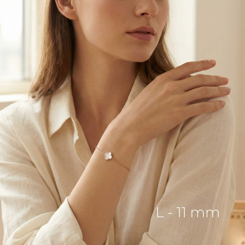 Золотой браслет "Белый клевер"