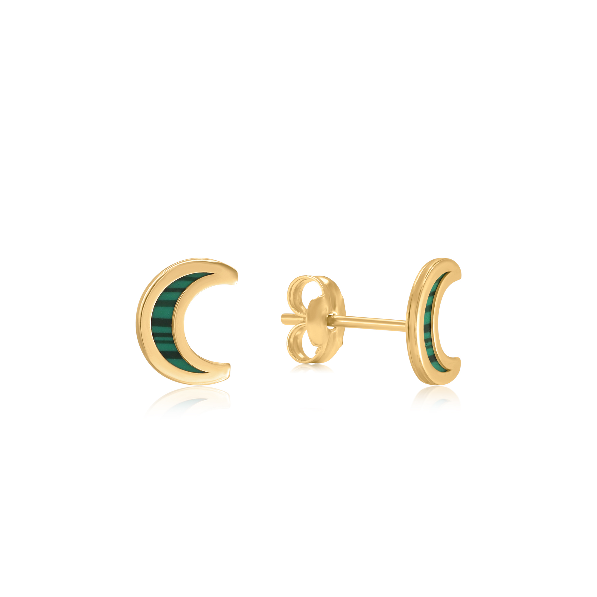 Auksiniai auskarai „Malachito mėnulis”