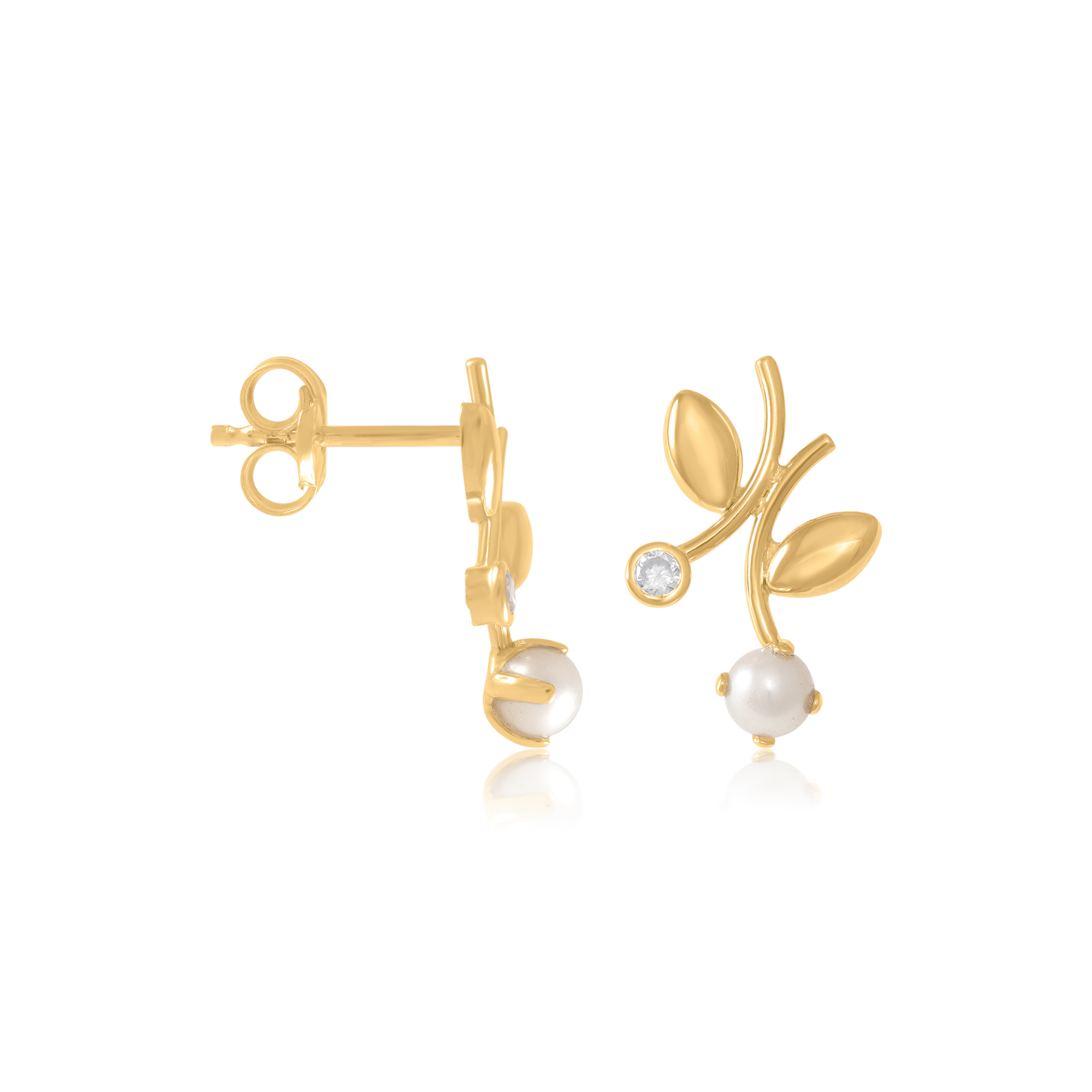Auksiniai auskarai „Perlų lapai”
