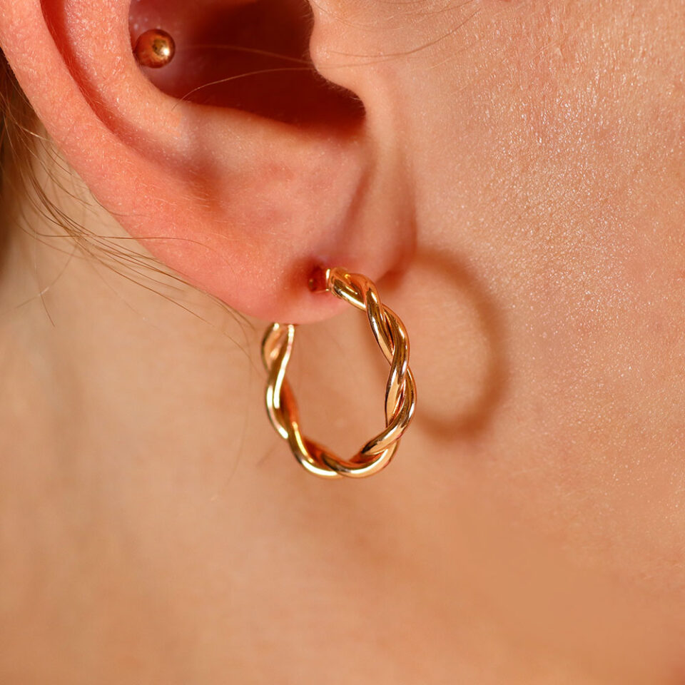 Złote kolczyki "Falujące"