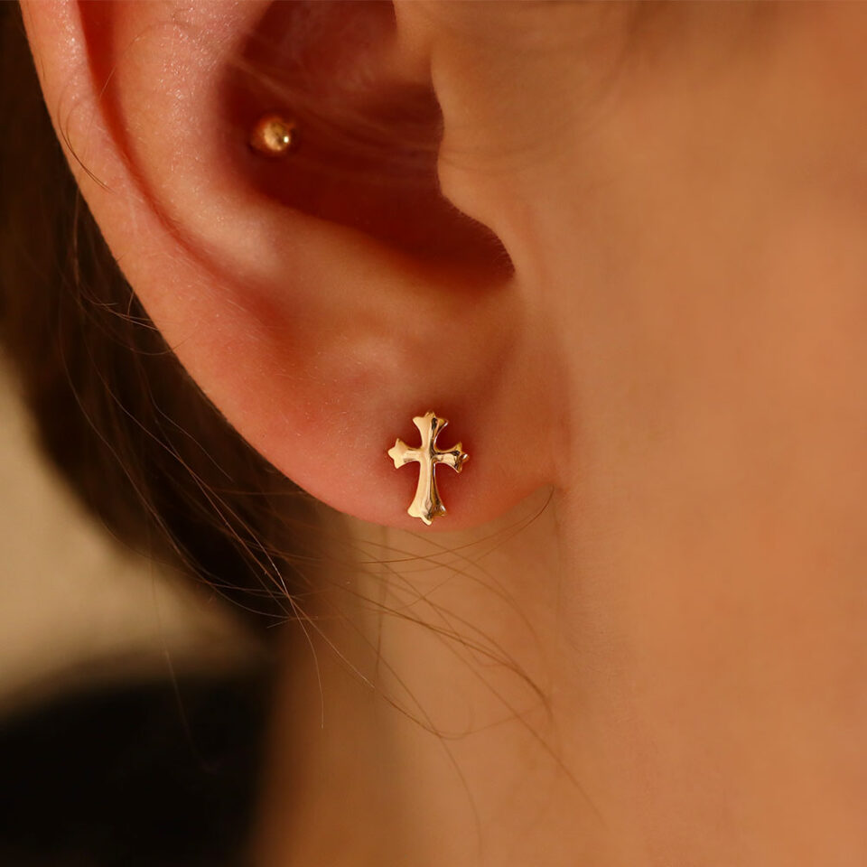 Złote kolczyki "Krzyż"
