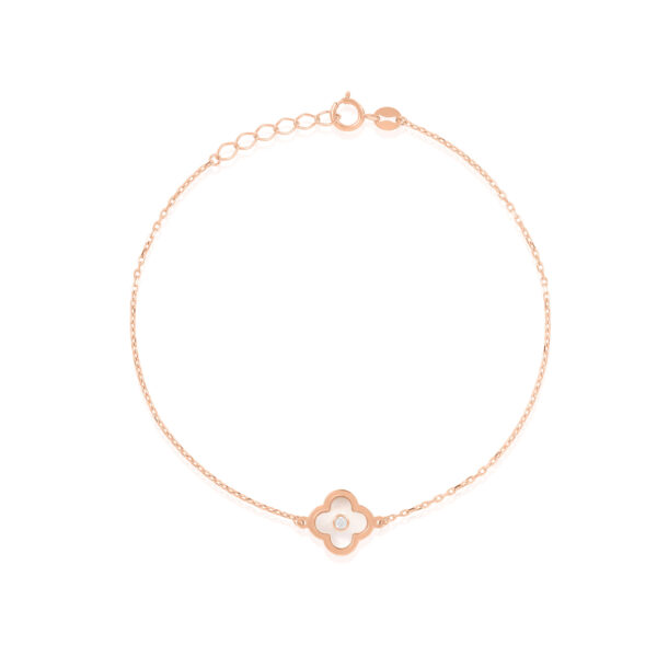 Goldarmband „Klee mit Zirkon“