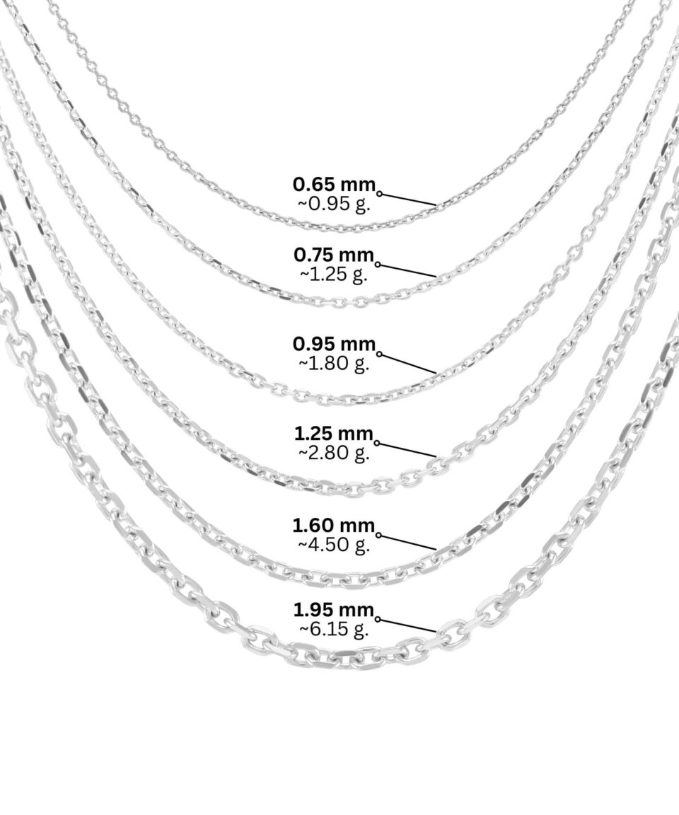 White gold chain "Anchor" 50cm weight and diameter