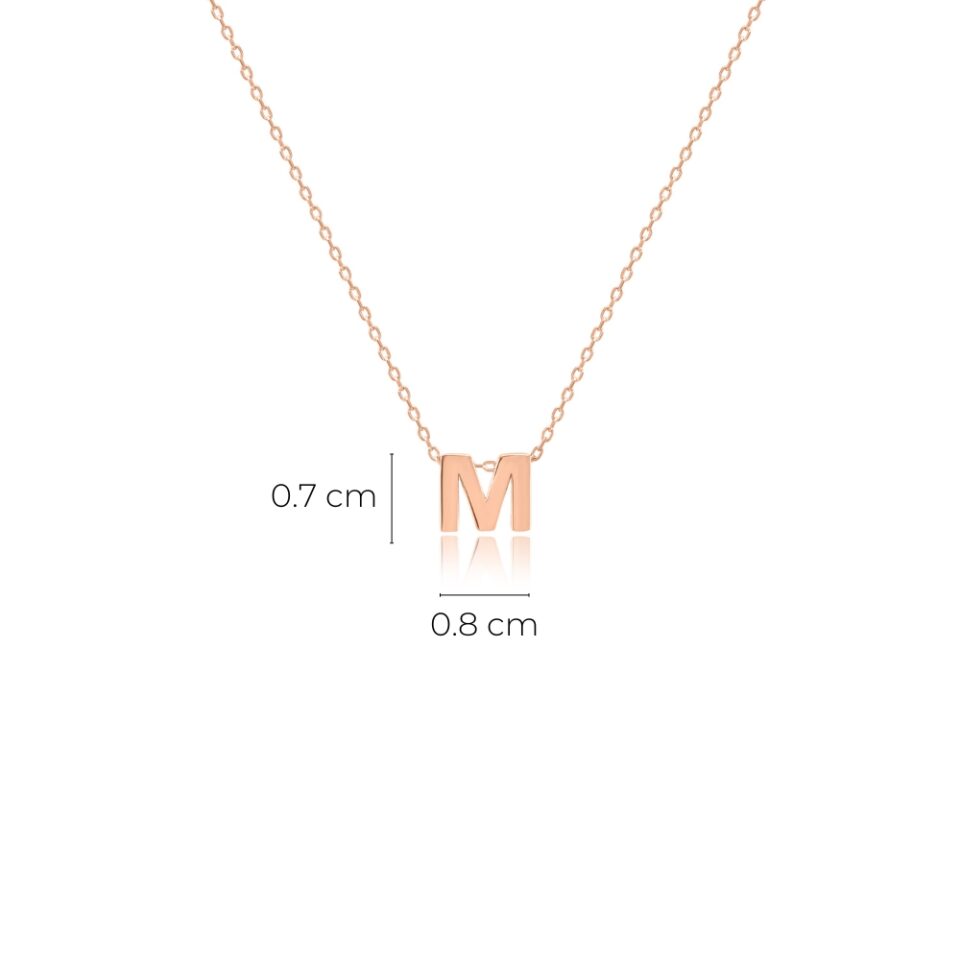 Złota zawieszka litera "M" wymiary