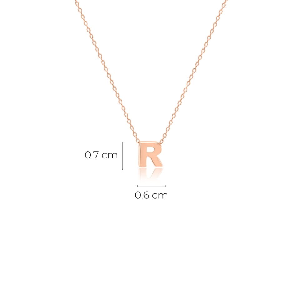 Złota zawieszka litera "R" wymiary