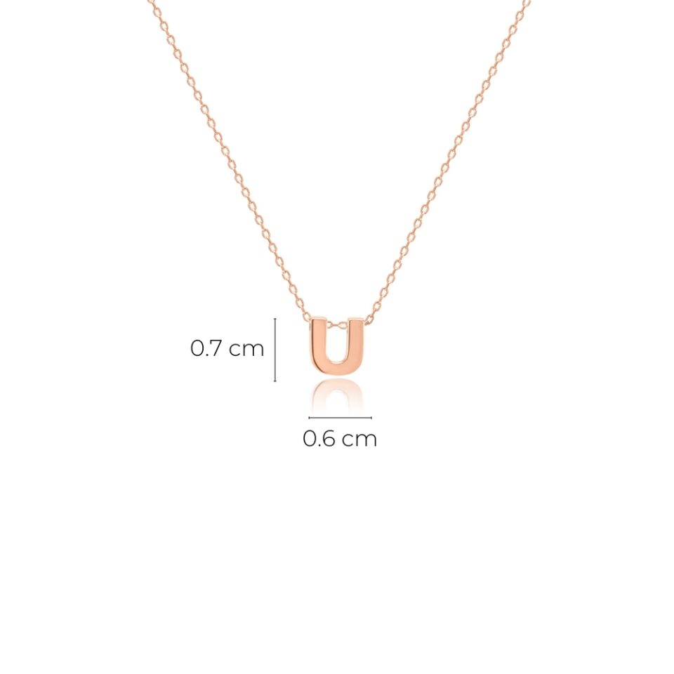 Złota zawieszka litera "U" wymiary