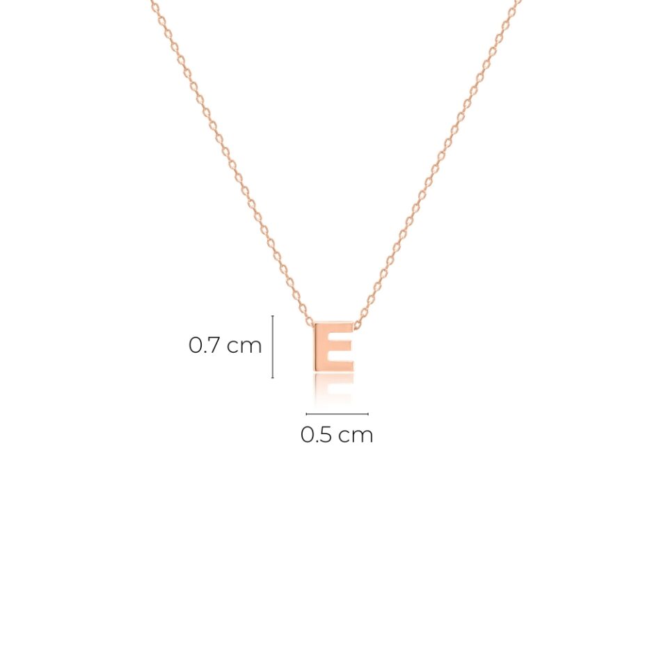 Złota zawieszka litera "E" wymiary