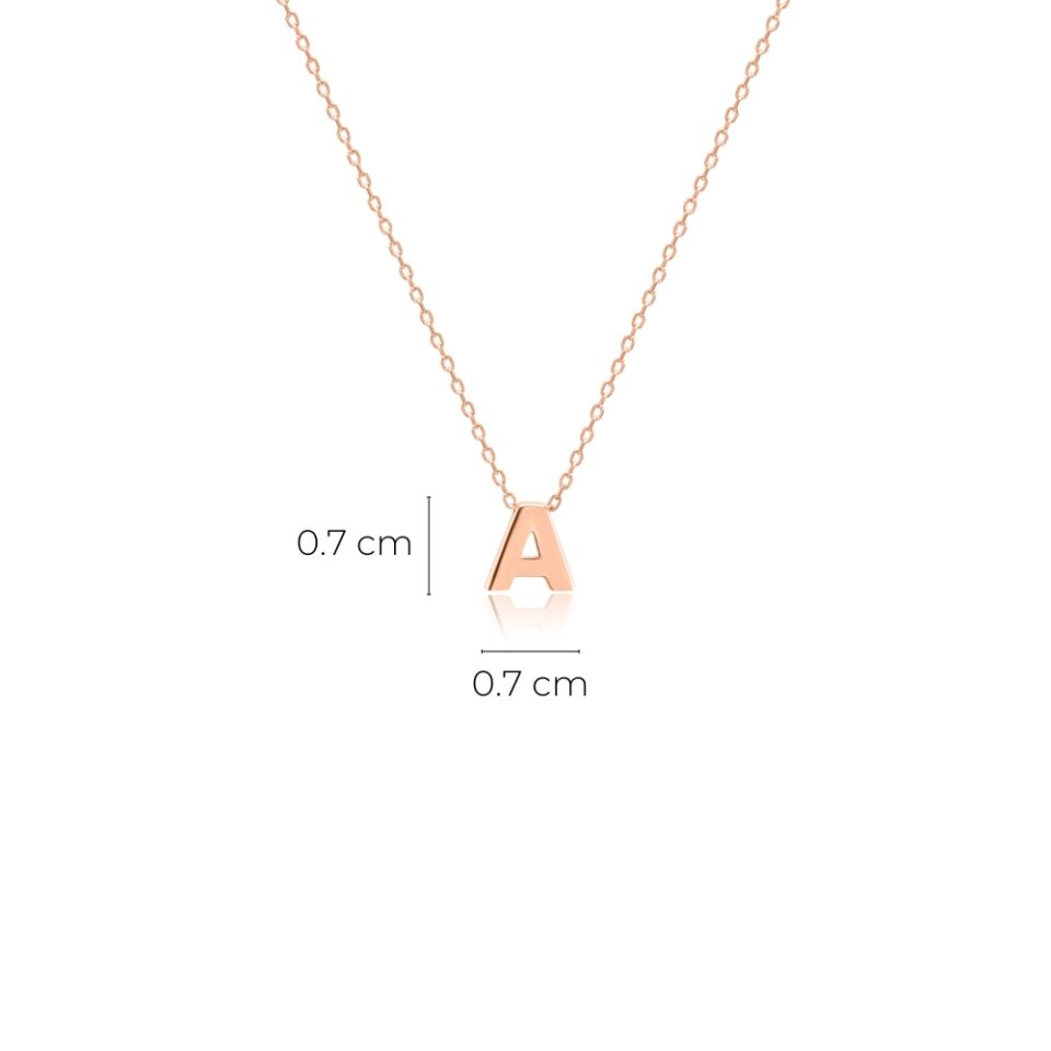 Złota zawieszka litera "A" wymiary