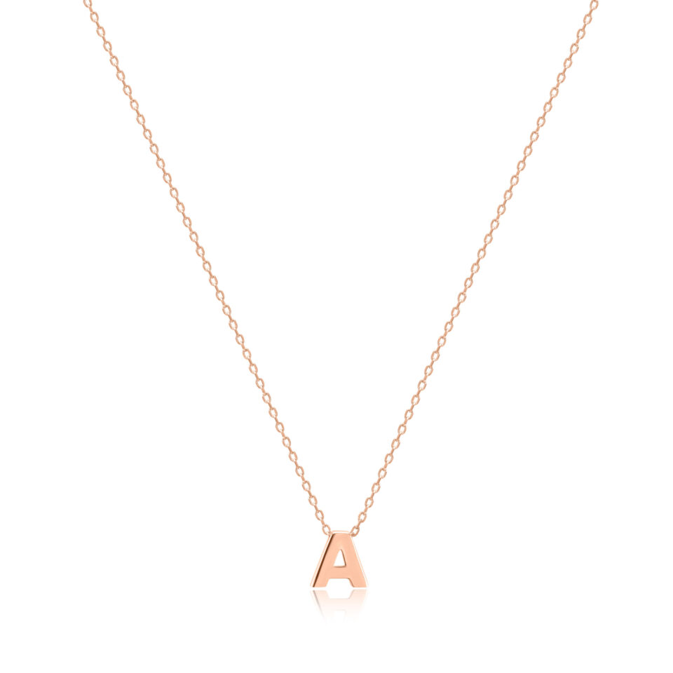 Złoty łańcuszek z zawieszką w kształcie litery "A"