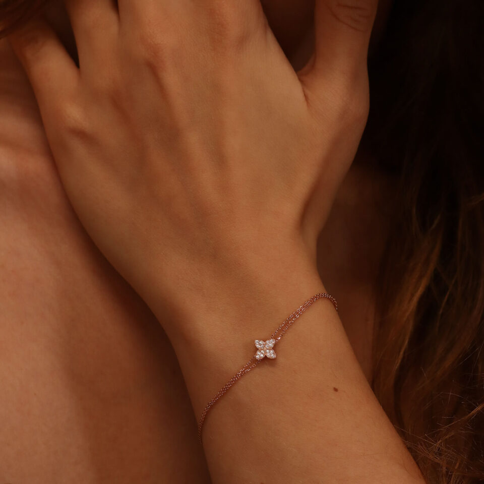 Bransoletka złota "Koniczynka z cyrkoniami"