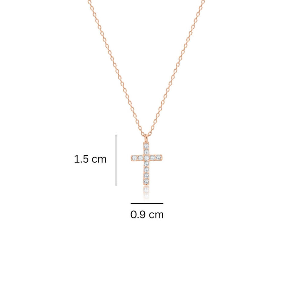 Kullakett ripatsiga "Rist tsirkoonidega" mõõtmed