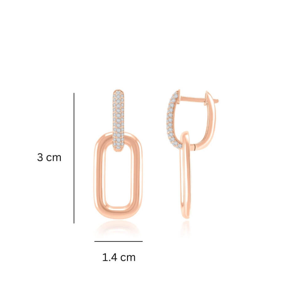 Kolczyki złote "Połączenie" wymiary