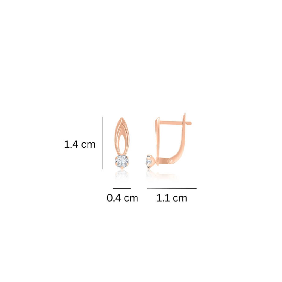 Złote kolczyki z zapięciem angielskim "Ikona" wymiary