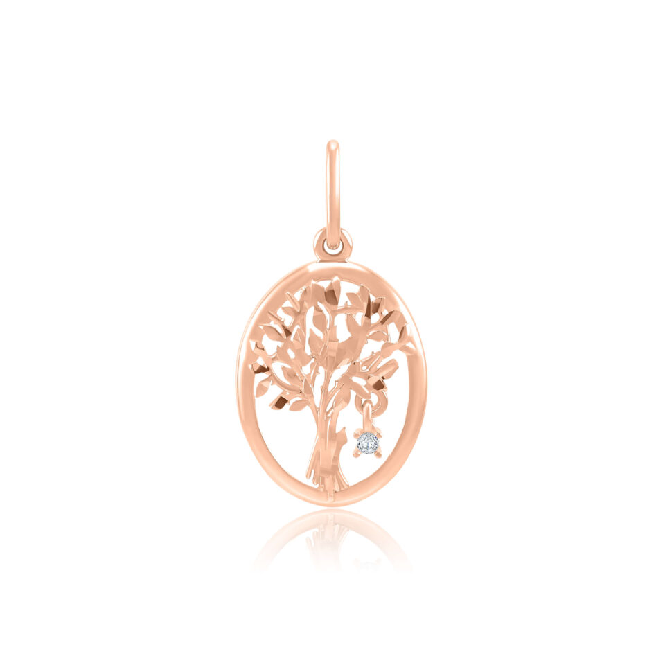 Złota zawieszka "Owalne drzewo życia z cyrkonią"