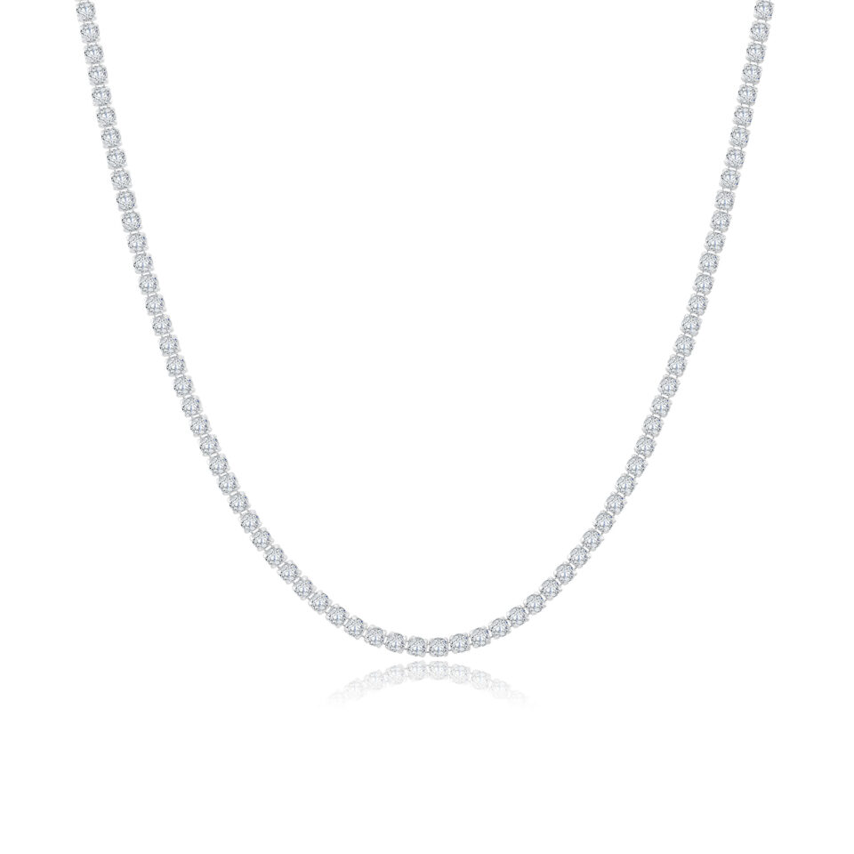 Biały złoty łańcuszek tenisowy z cyrkoniami