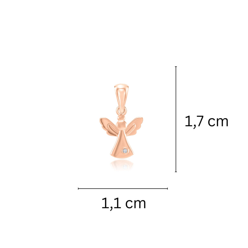 Złota zawieszka "Anioł Stróż z cyrkonią" (Aniołek Mały) wymiary