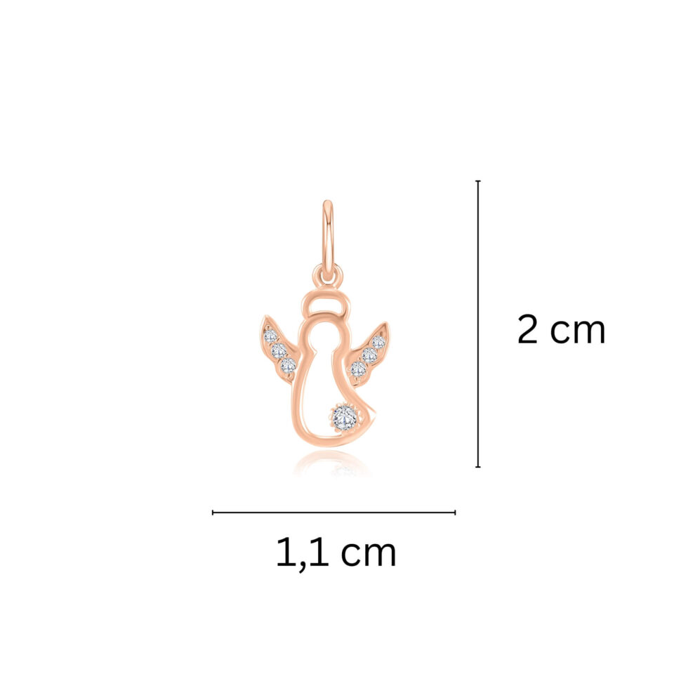 Złota zawieszka "Anioł Stróż z cyrkoniami" (Aniołek Mały) wymiary