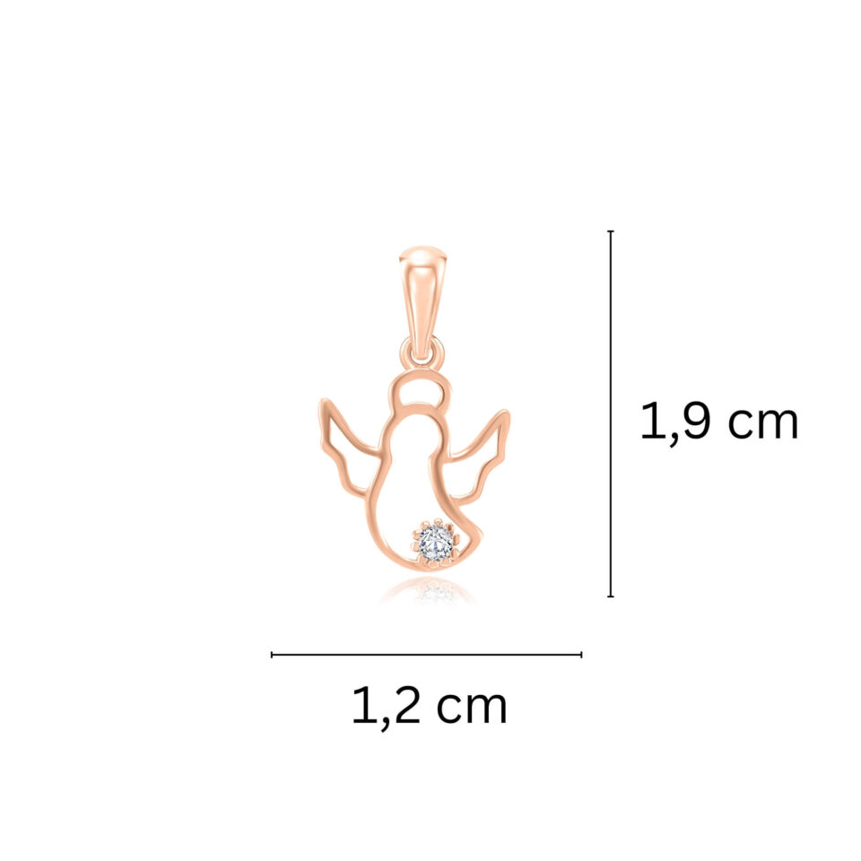 Złota zawieszka "Anioł z cyrkonią" (Anioł Stróż) wymiary