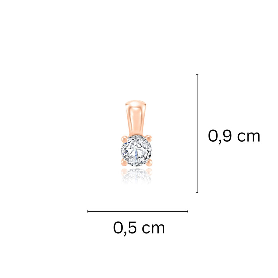 Złota zawieszka z cyrkonią "Akutė" wymiary