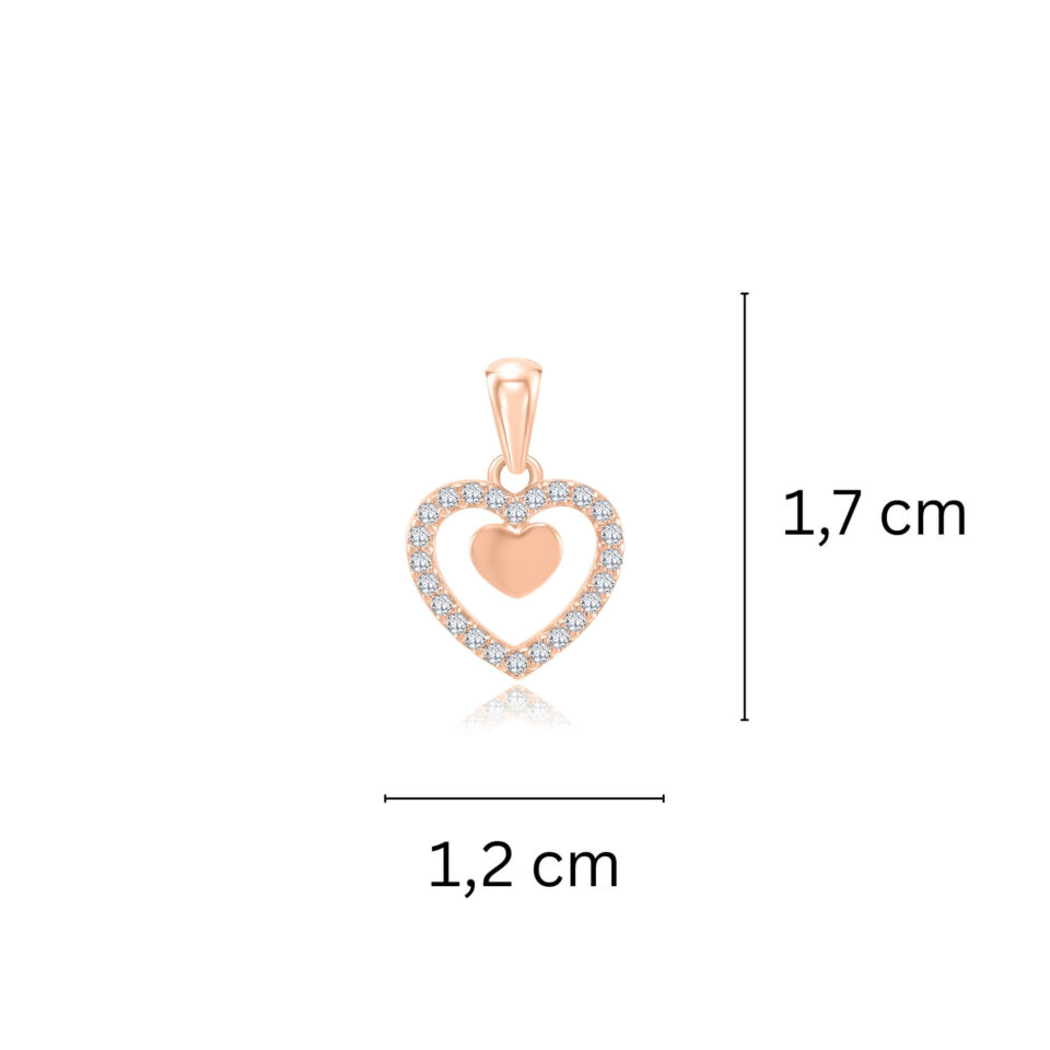 Złota zawieszka "Serca z cyrkoniami" wymiary