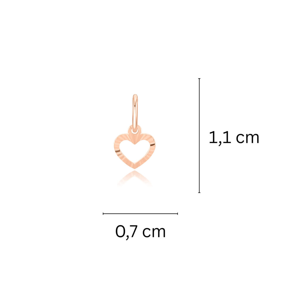 Złota zawieszka "Serce lśniące" wymiary