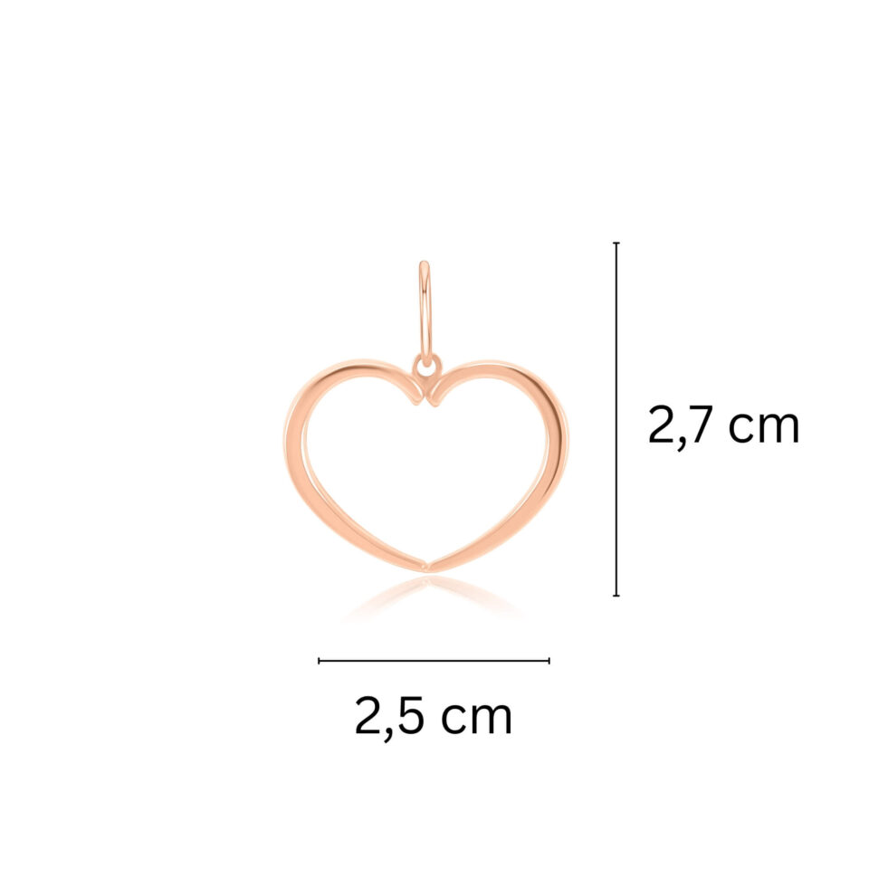 Złoty wisiorek "Zarys serca" wymiary