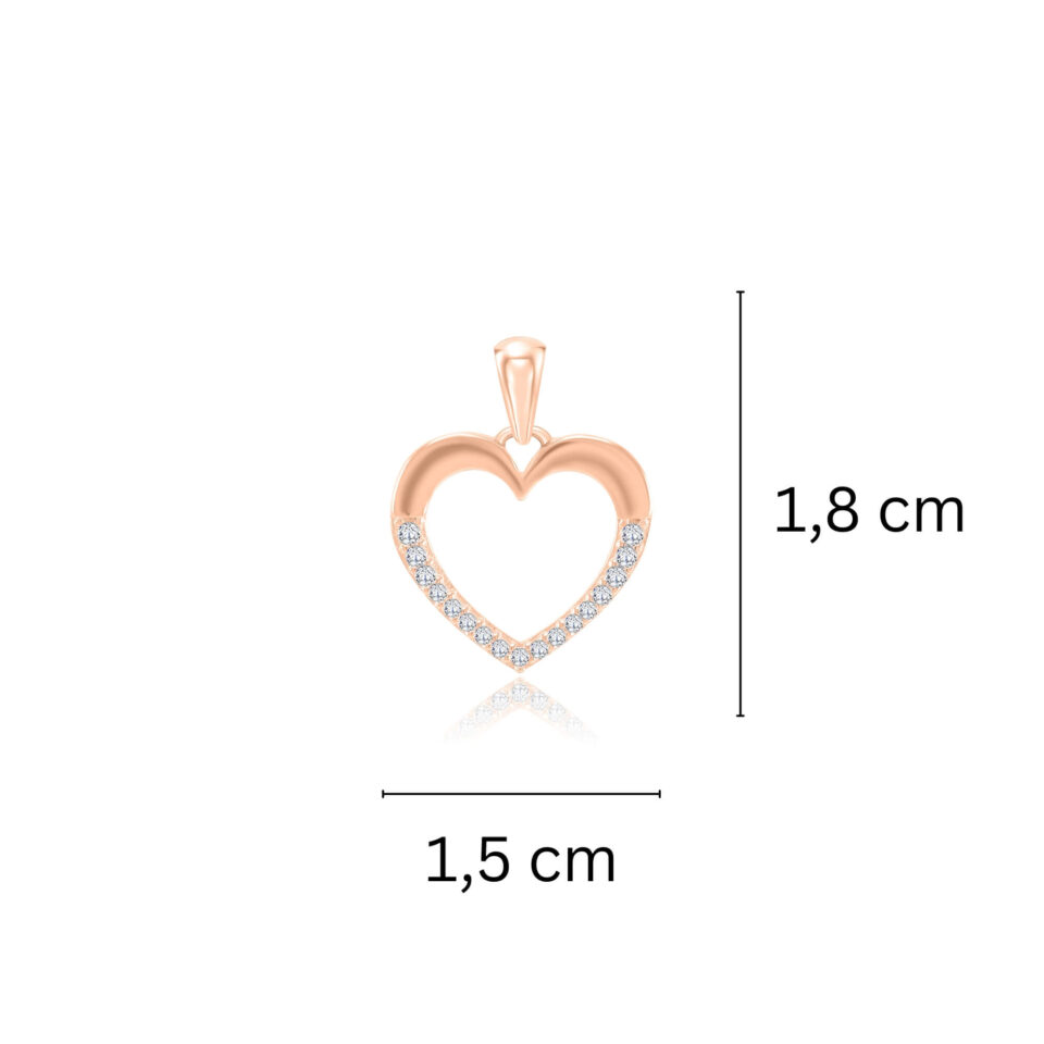 Złota zawieszka "Serce z cyrkoniami" wymiary