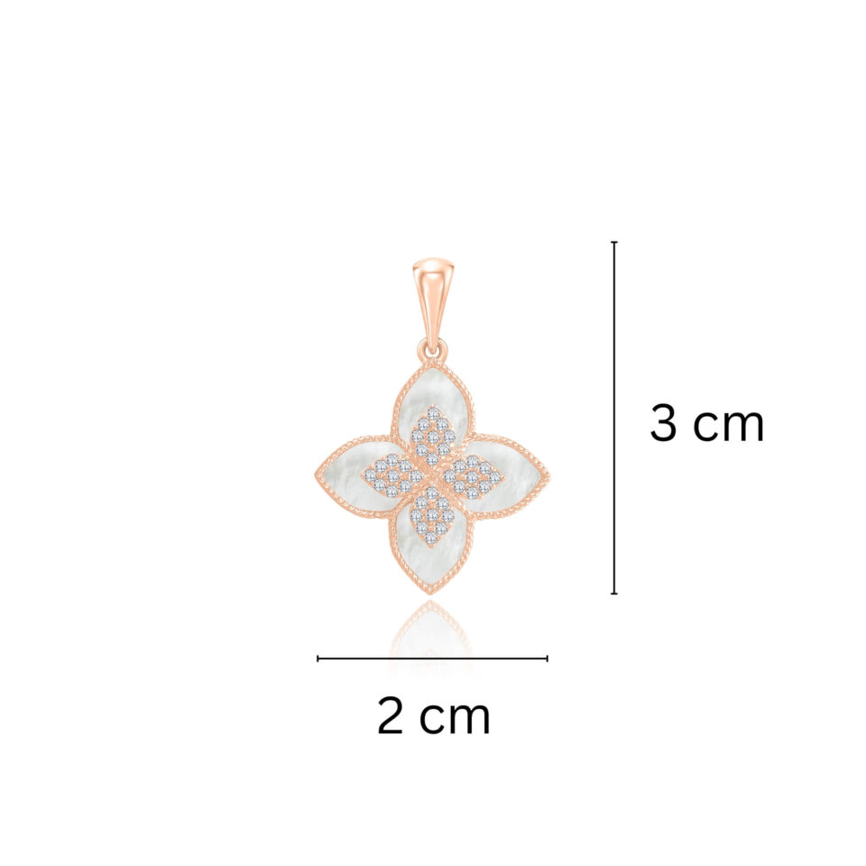 Золотая подвеска "Клевер перламутровый" размеры