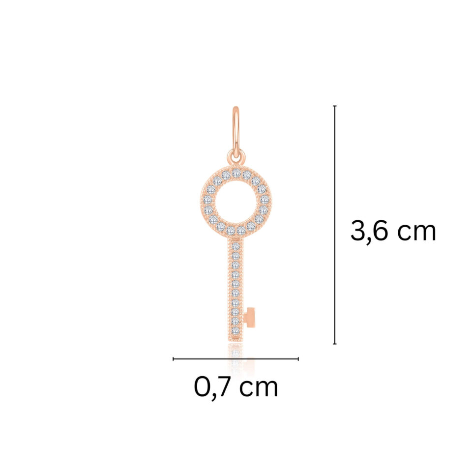 Золотая подвеска "Ключ с цирконами" (Ключ) размеры