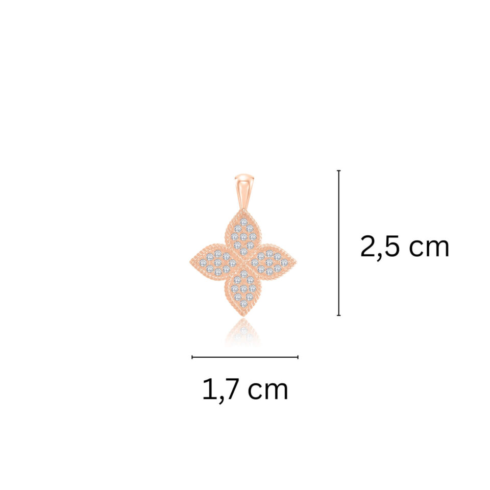 Золотая подвеска "Клевер с цирконами" размеры