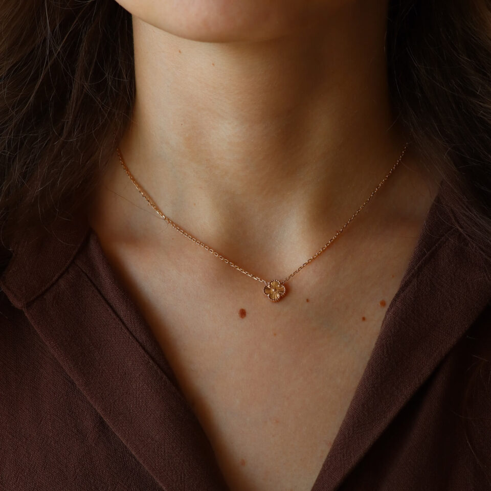 Goldkette mit Kleeblatt-Anhänger (graviert)