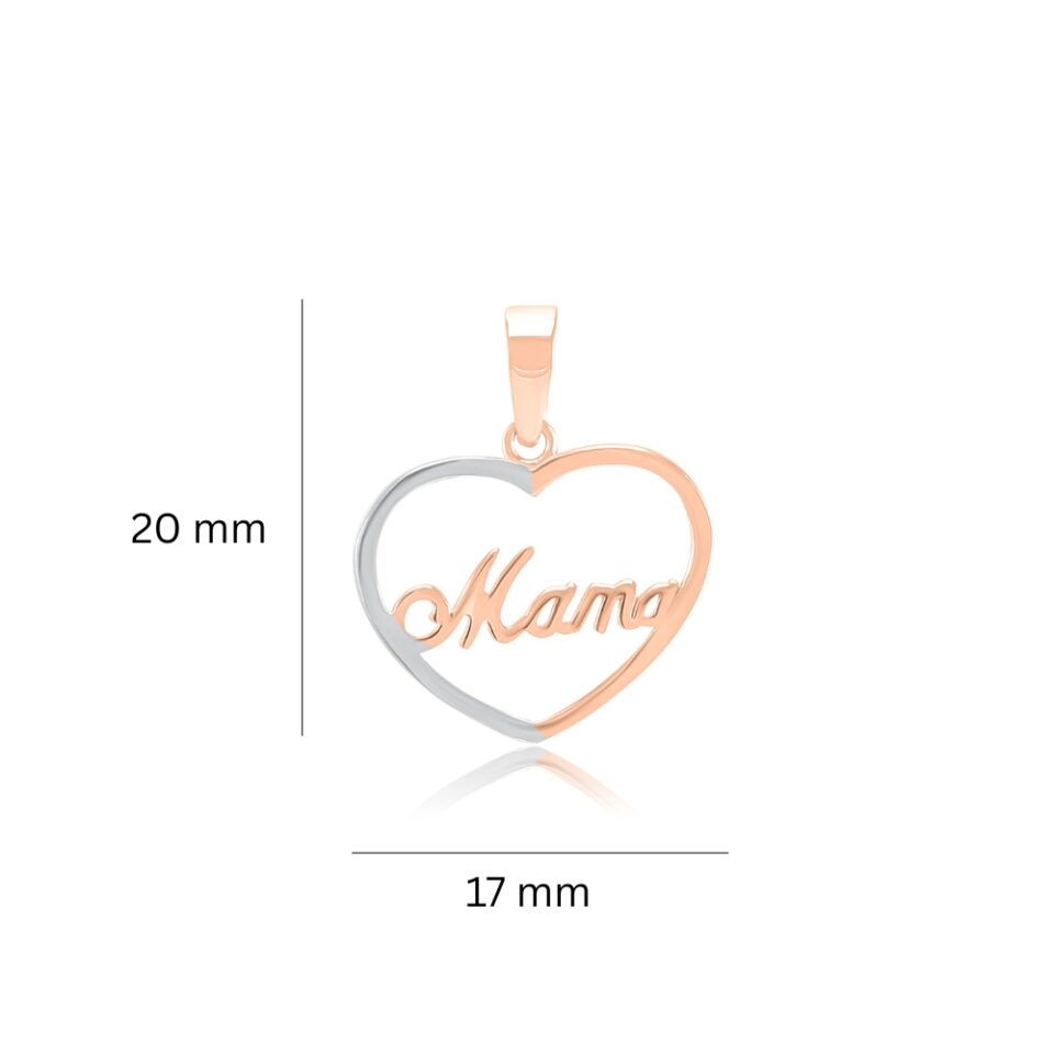 Złoty wisiorek "Mama" wymiary