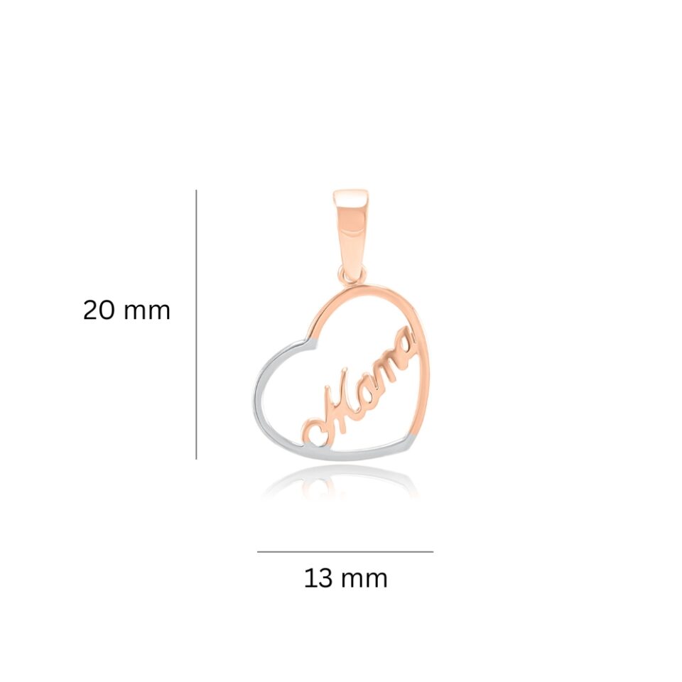 Złoty wisiorek "Mama" wymiary