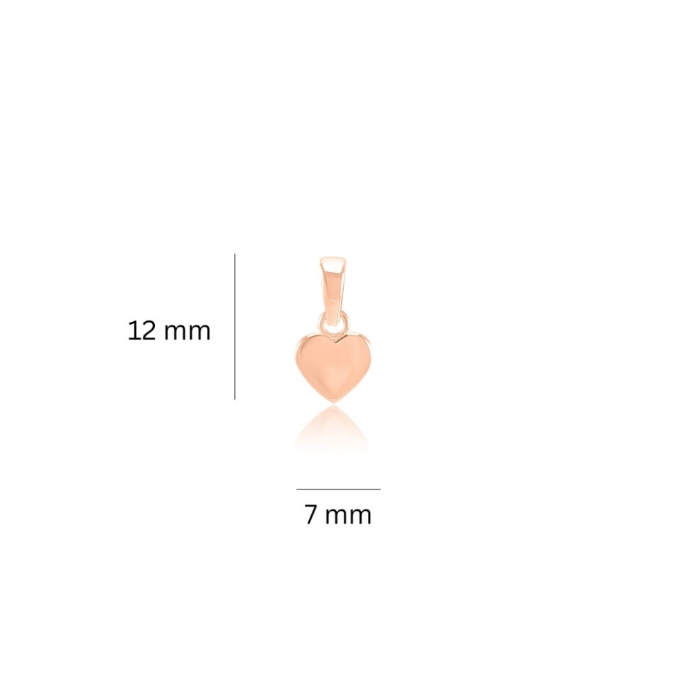Złoty wisiorek "Płaskie serce" wymiary