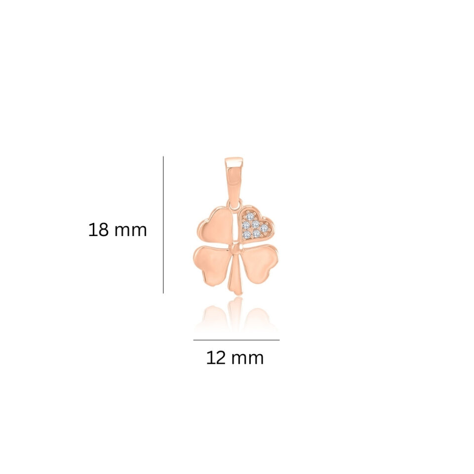 Maße des Goldanhängers „Vierblättriges Kleeblatt mit Zirkonen“