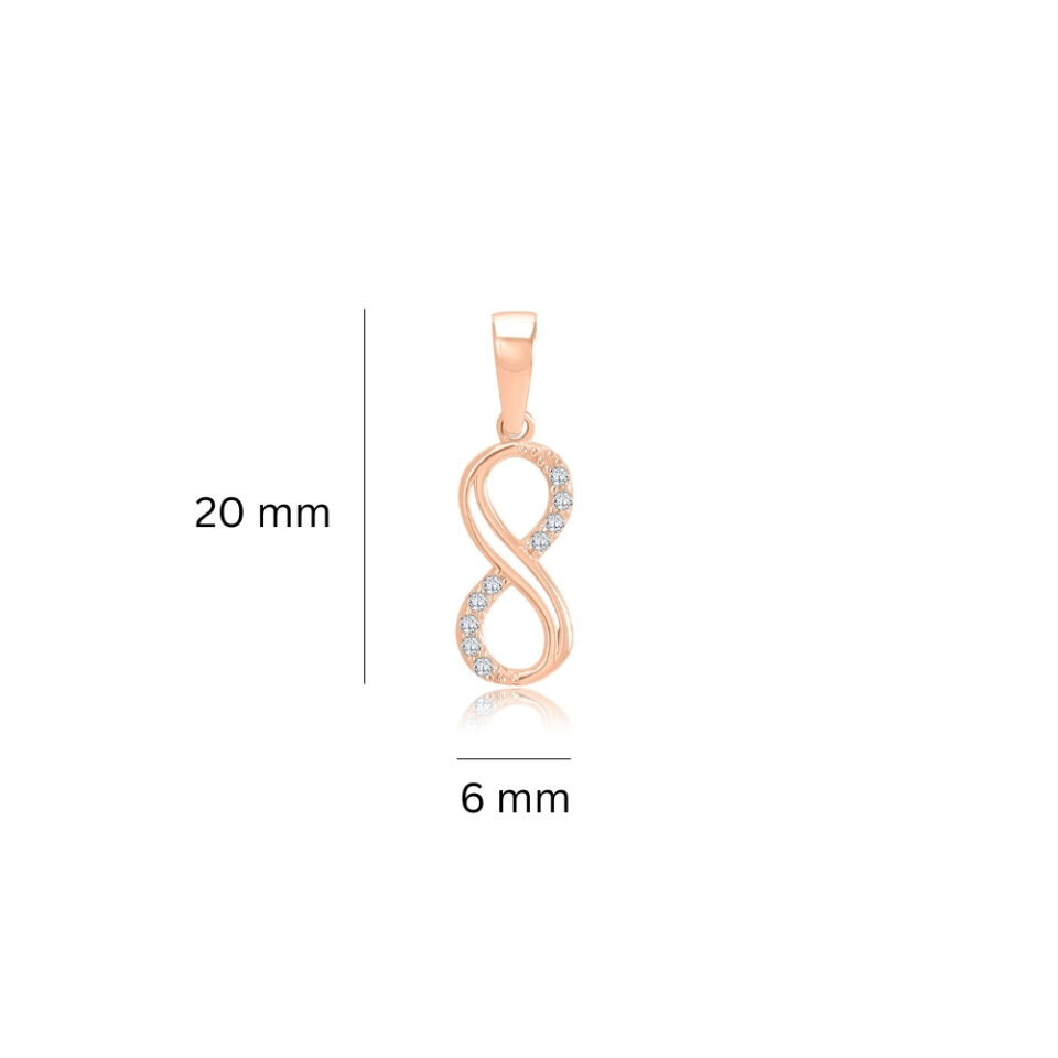 Maße des Goldanhängers „Unendlichkeit mit Zirkonen“