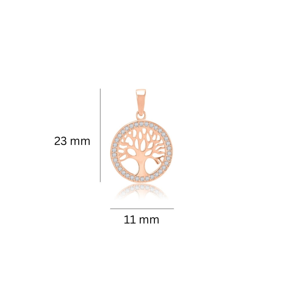 Złota zawieszka "Drzewo Życia z cyrkoniami" wymiary