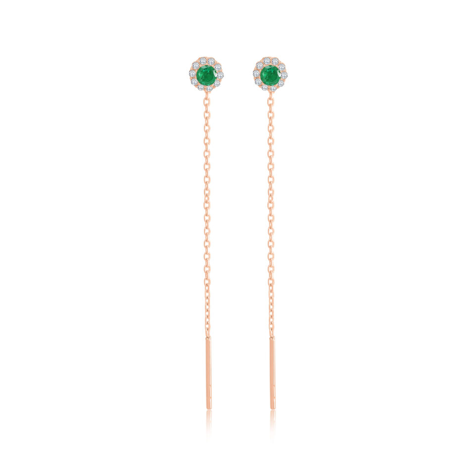 Złote kolczyki z zielonymi cyrkoniami