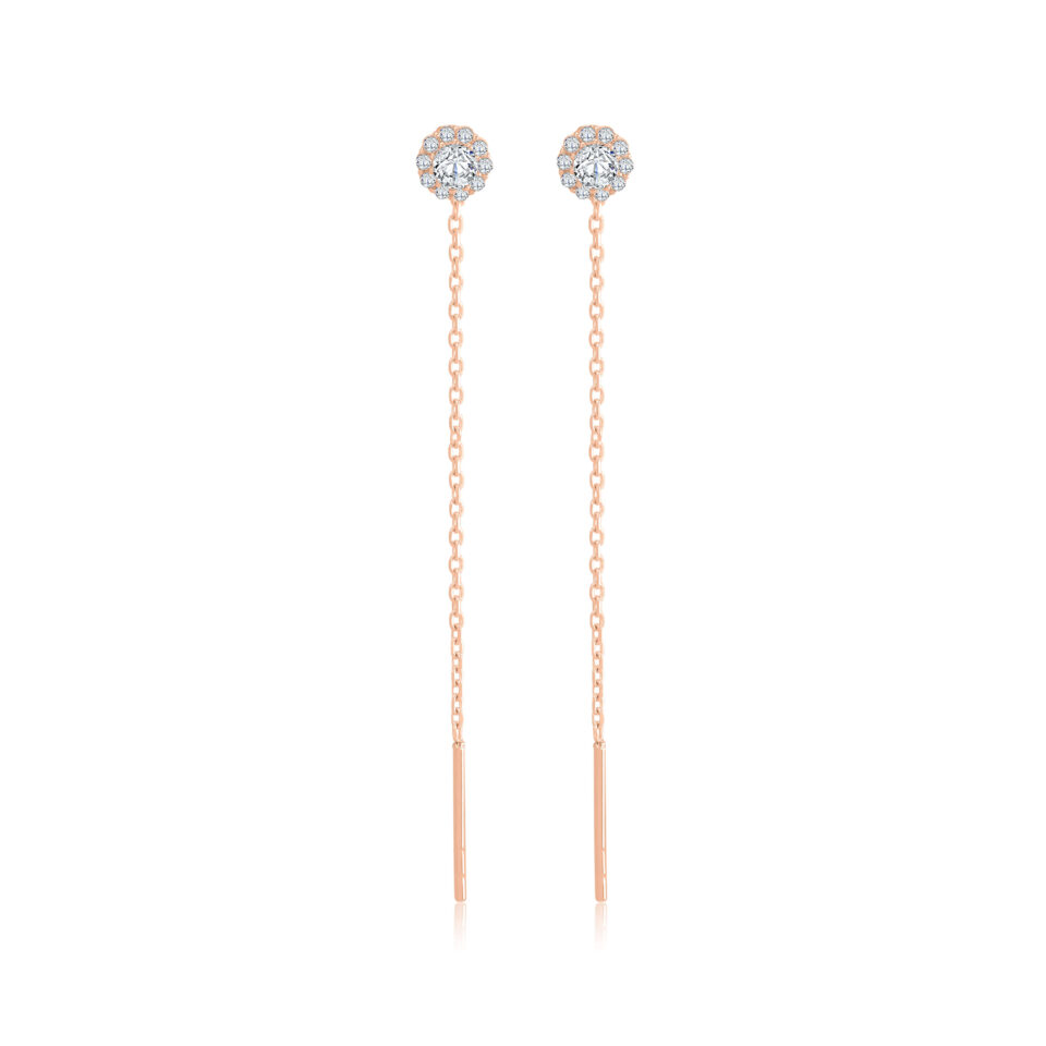 Złote kolczyki z białymi kryształkami