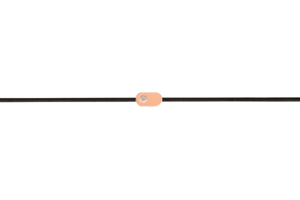 Mustast niidist käevõru teemantidega "Plate" (graveerimise võimalus)