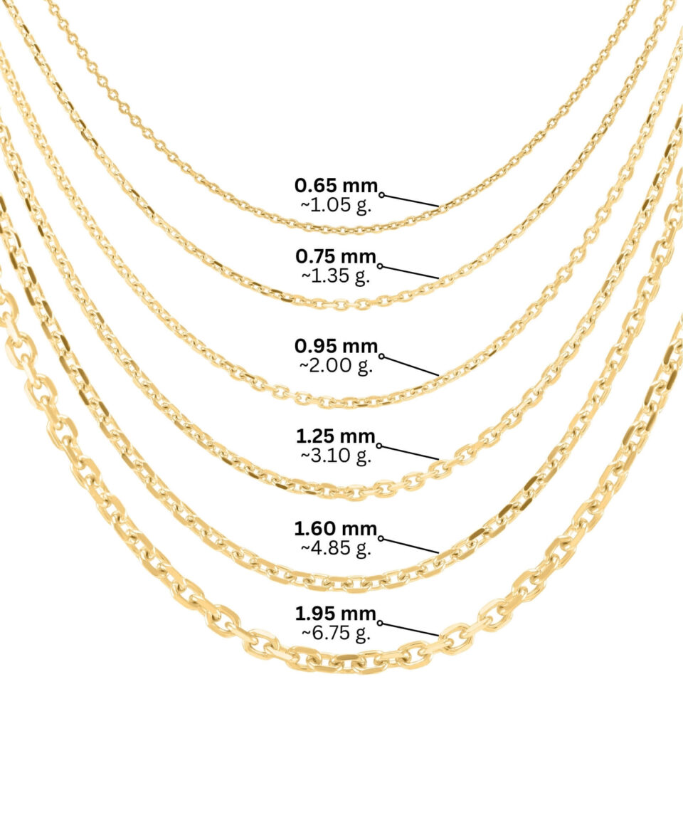 Kollane kuld Ankur kett 55cm kaal ja läbimõõt