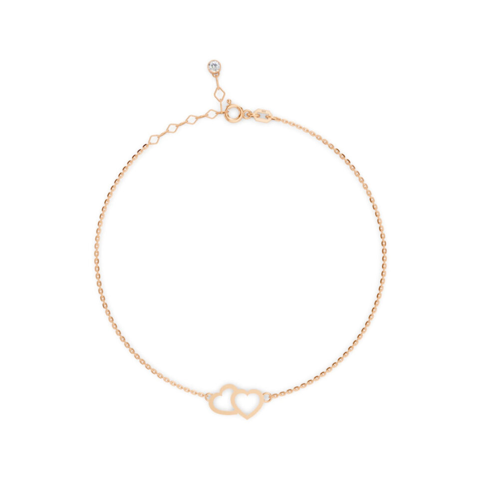 Złota bransoletka z serduszkami