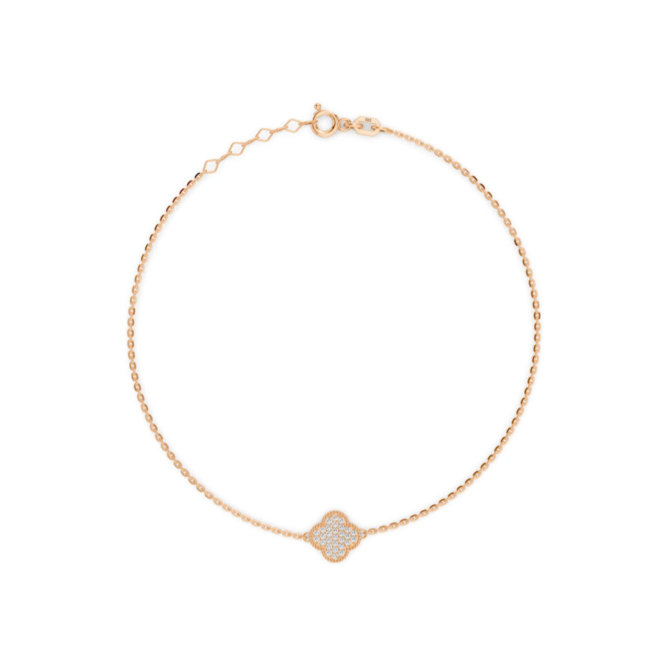 Bransoletka złota "Koniczynka z cyrkoniami"