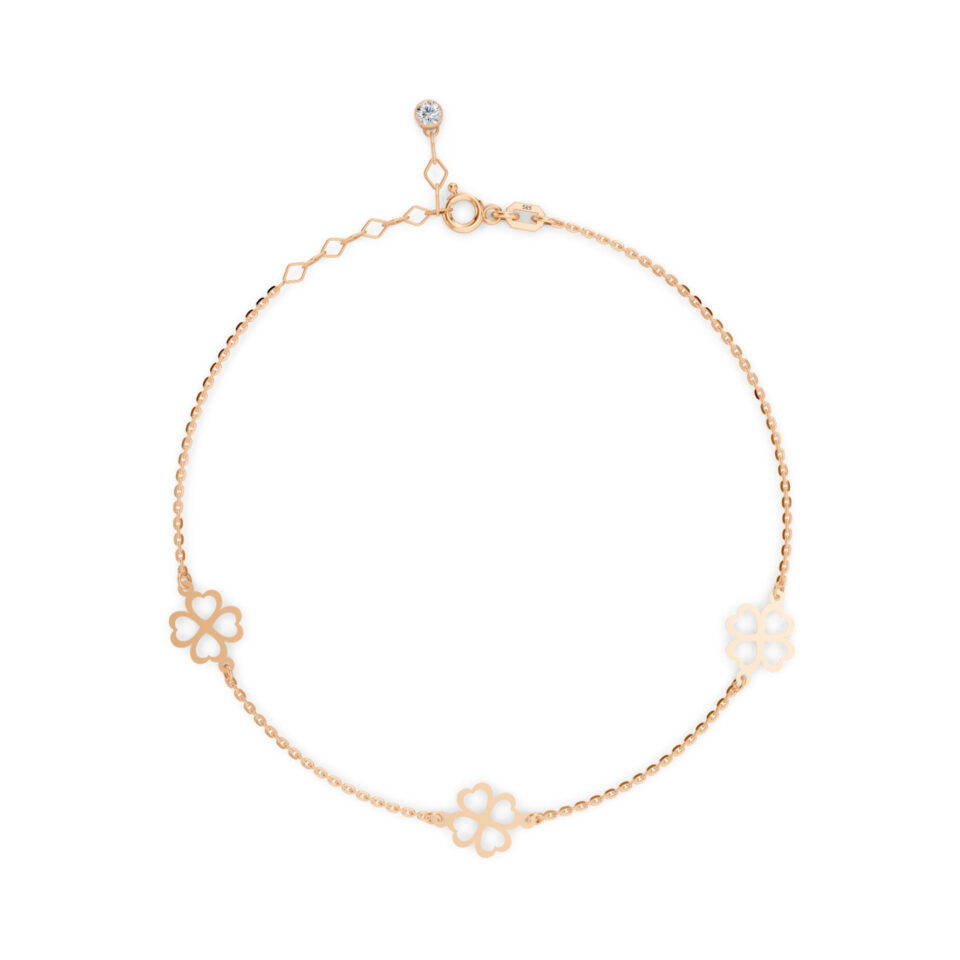 Złota bransoletka "Czterolistna koniczyna"