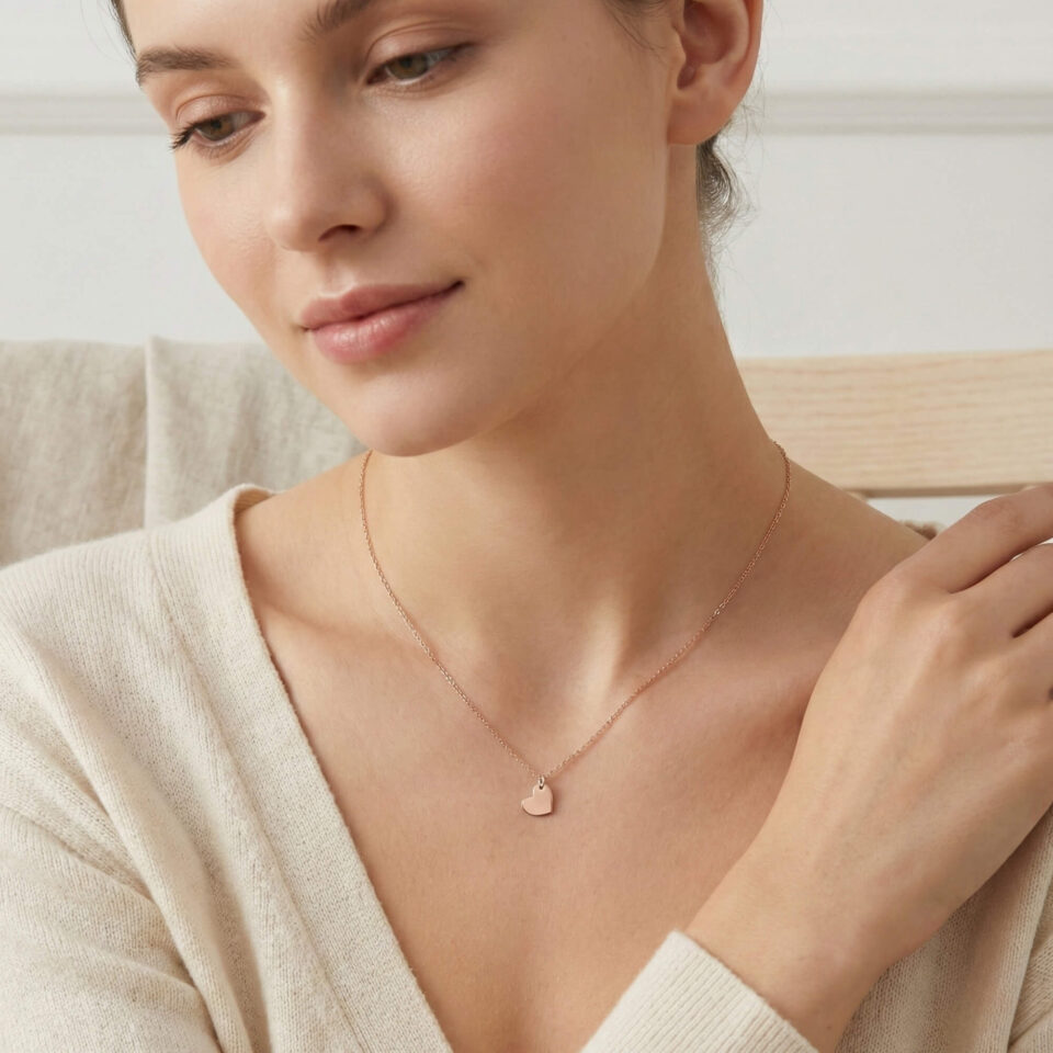 Kuldne kett ripatsiga "Heart" ümber kaela