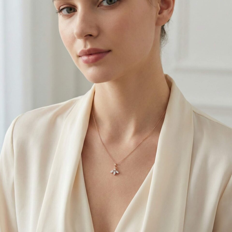 Goldanhänger Kitty um den Hals