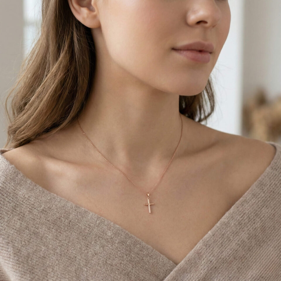 Gold-Anhänger "Kreuz" um den Hals